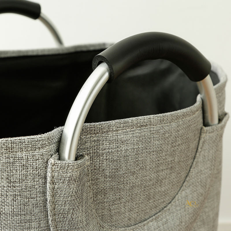 Latitude Run Fabric Decorative Basket, Grey