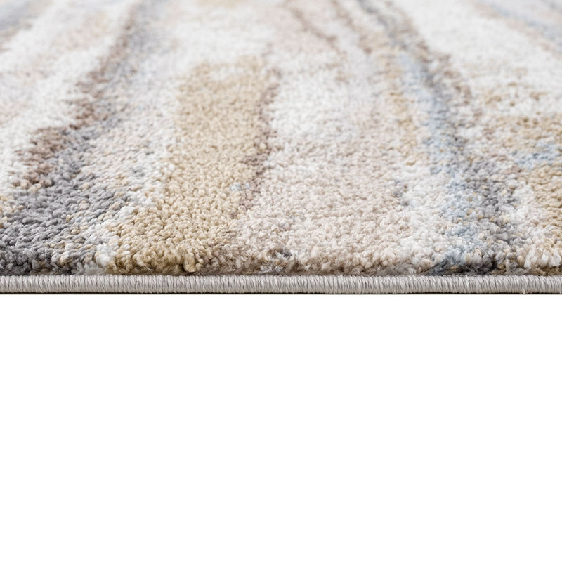 Tapis tissé à rayures abstraites Watercolor, Carré 5 pi 3 po