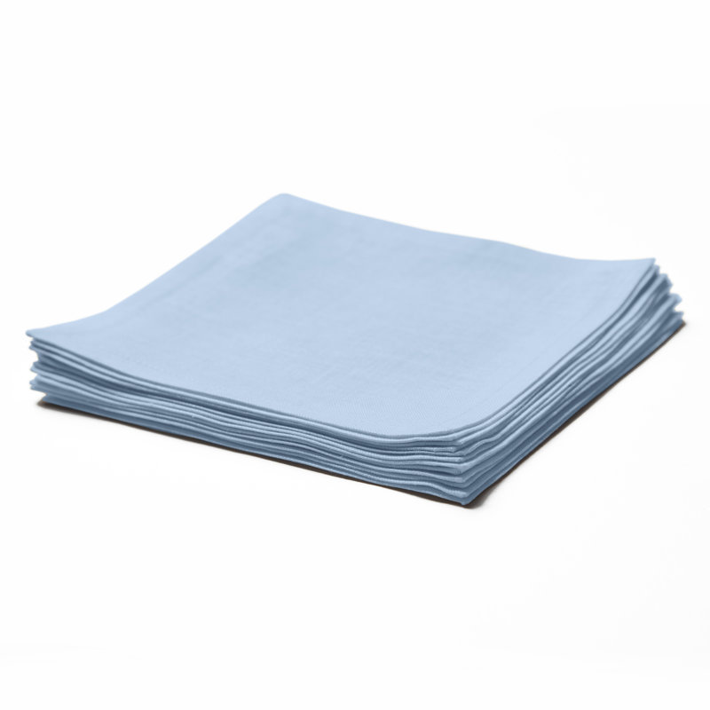 100% Pure Linen Cocktail Napkins - Athena, 6" x 6", Sky Blue