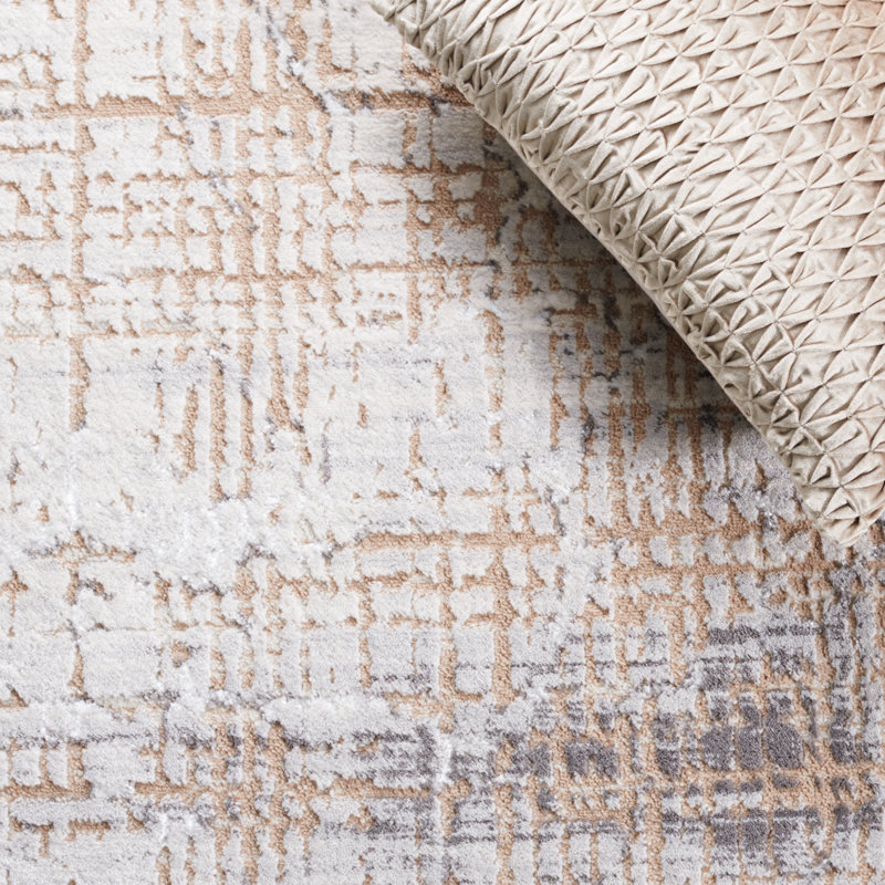 Amelia Gray and Beige Synthetic Hand-knotted Area Rug