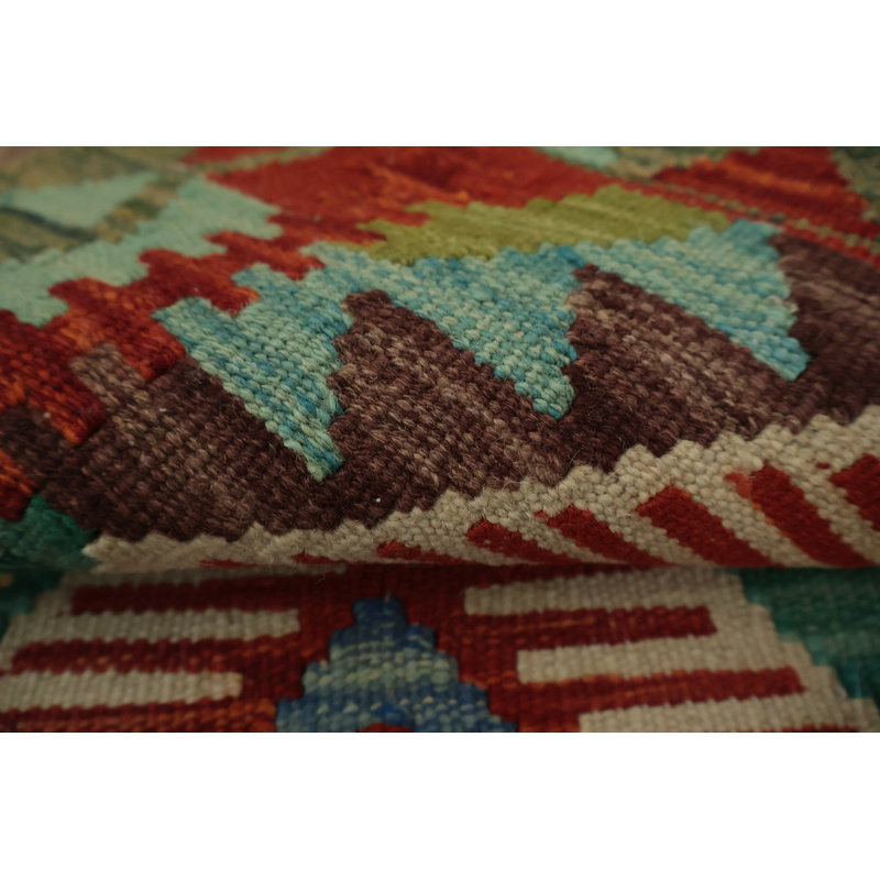 Tapis kilim à motif géométrique éclatant 2X3