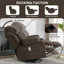 Canapé inclinable et chauffant inclinable avec ports USB et porte-gobelets Recliners | Noyer brun | Métal Cadre en bois-1055607400
