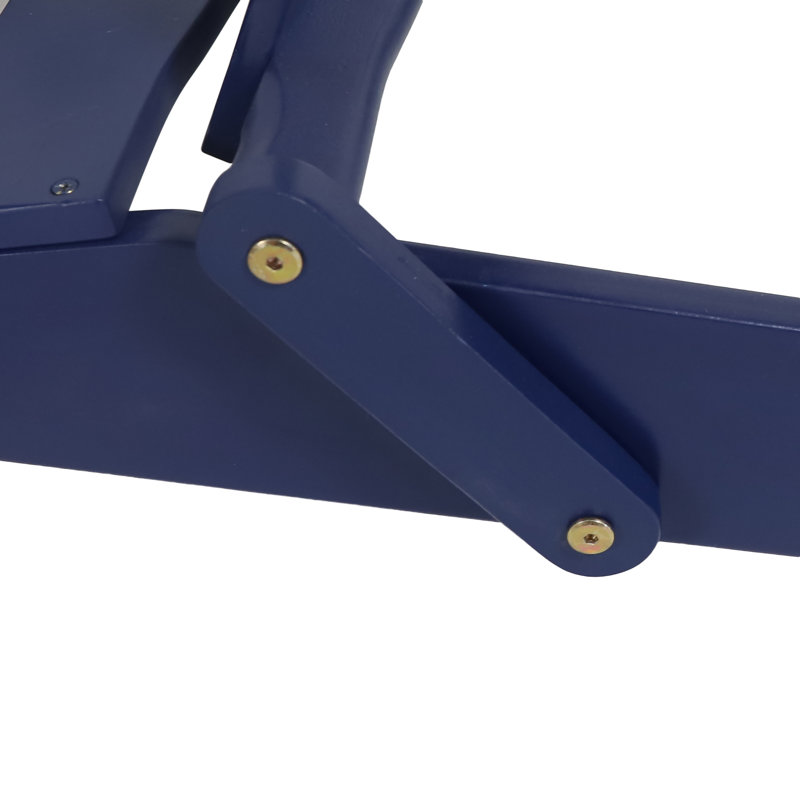 Leesa Solid Wood Folding Adirondack Chair with Table, Navy Blue