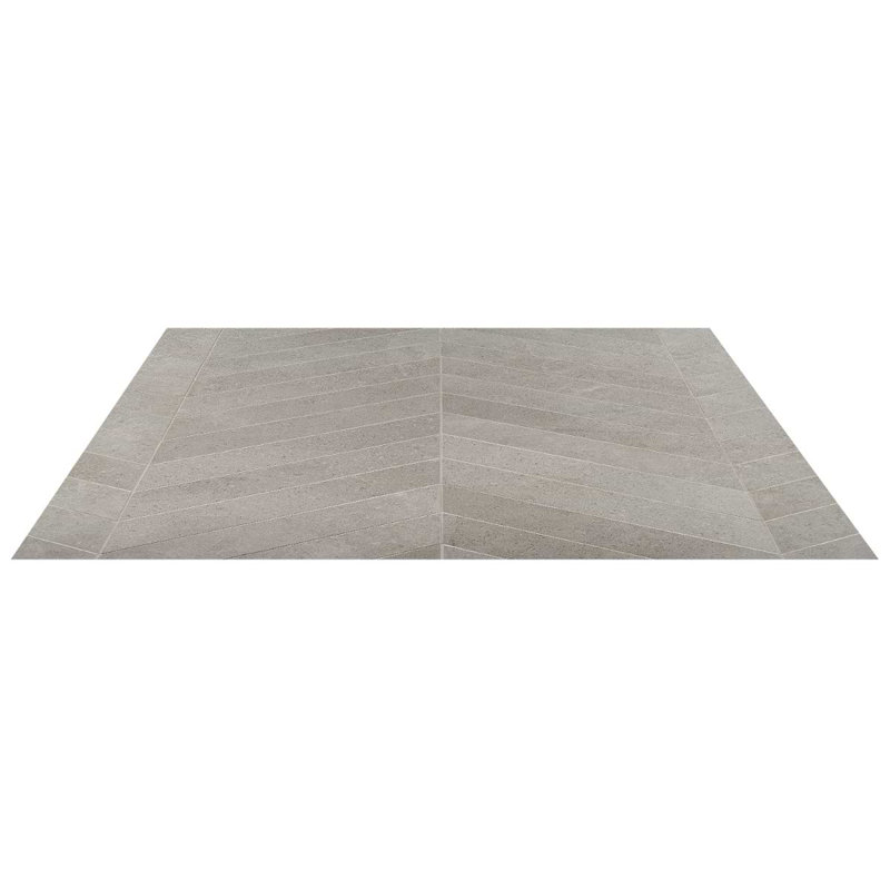 New Rock 4x21 Chevron Matte Porcelain Tile, Fumo Light Gray