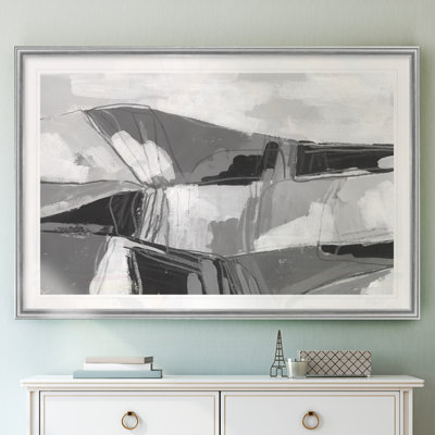 Croquis de paysage neutre II - Étude de croquis antique, sous passe-partout et encadré sous verre, décoration murale pour entrée et couloir