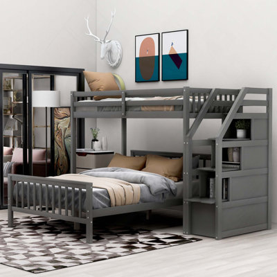 Twin Over Full Loft Bed With Staircase