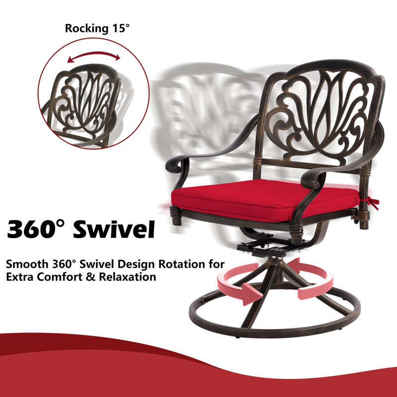 Ensemble repas extérieur L 59,06 po Tanielu, Rouge