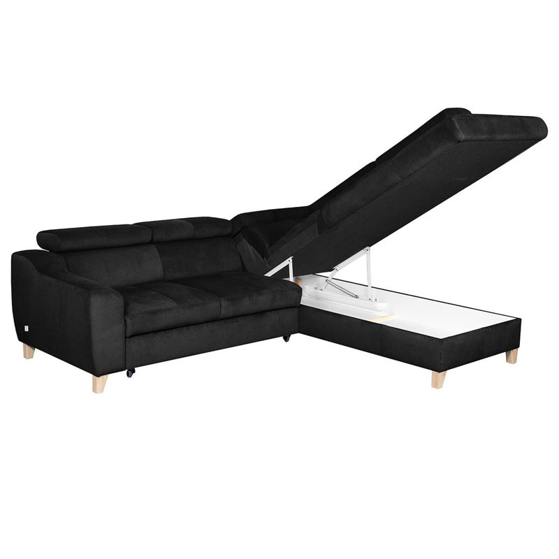 Avajane 4 Seater Sofa Bed, Black, Right Hand Facing, Yes