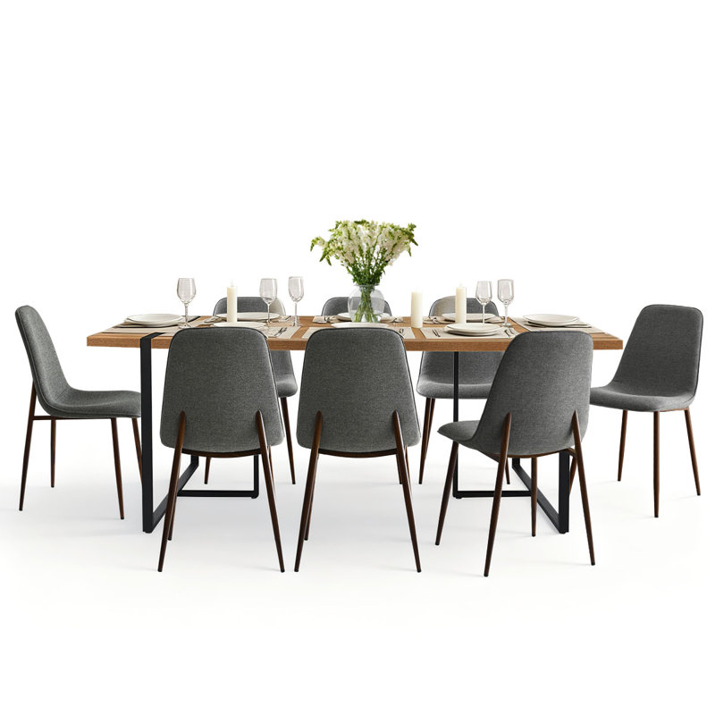 Ensemble de table de salle à manger rectangulaire moderne de 78,7 po avec 8 chaises rembourrées et pieds en métal Modern
