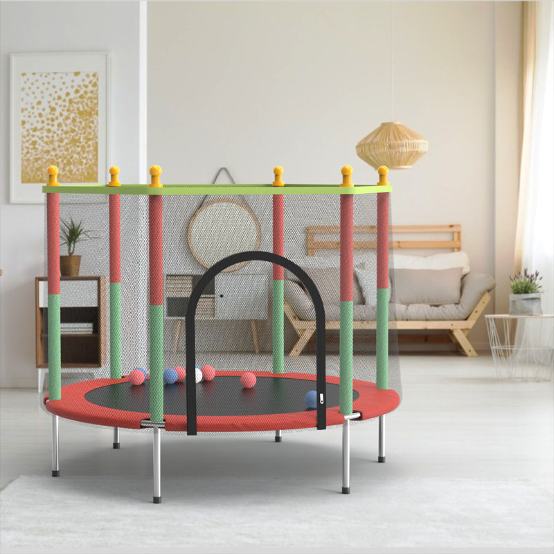 Trampoline de jardin rond 4,59 'avec enceinte sécuritaire kingso, Rouge