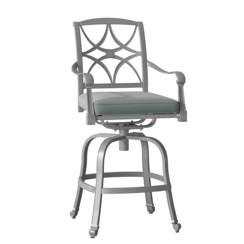 Wiltshire Outdoor Swivel Bar Stool, Canvas Spa Sunbrella® Canvas, Pewter, 30.25"