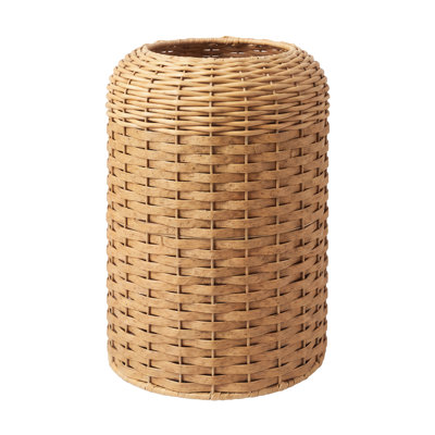 Corbeille en faux rotin tissé à la main en PVC, poubelle décorative à couvercle ouvert Boho pour salle de bain bureau à domicile