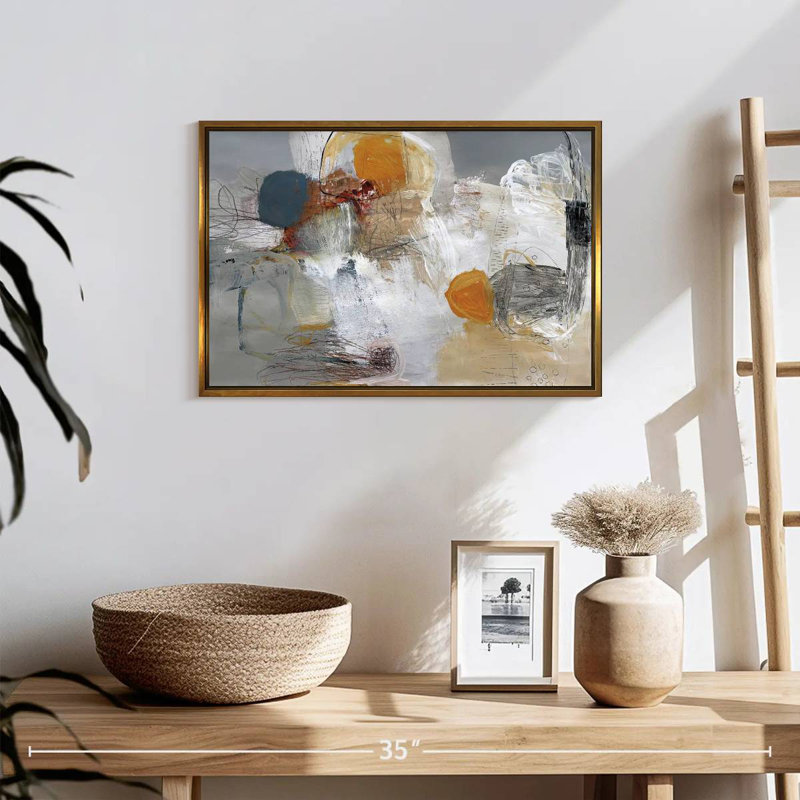 Décollage, 19 po x 13 po, Cadre flottant doré