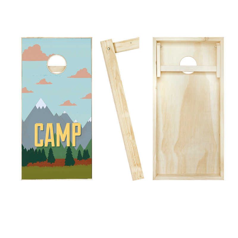 Ensemble de cornhole en bois massif 2 pi x 4 pi avec sacs, Rouge / Orange