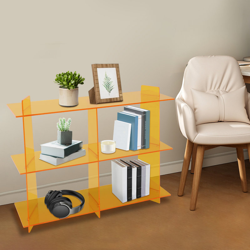 3 Tier Acrylic Bookshelf Storage Stand, Orange