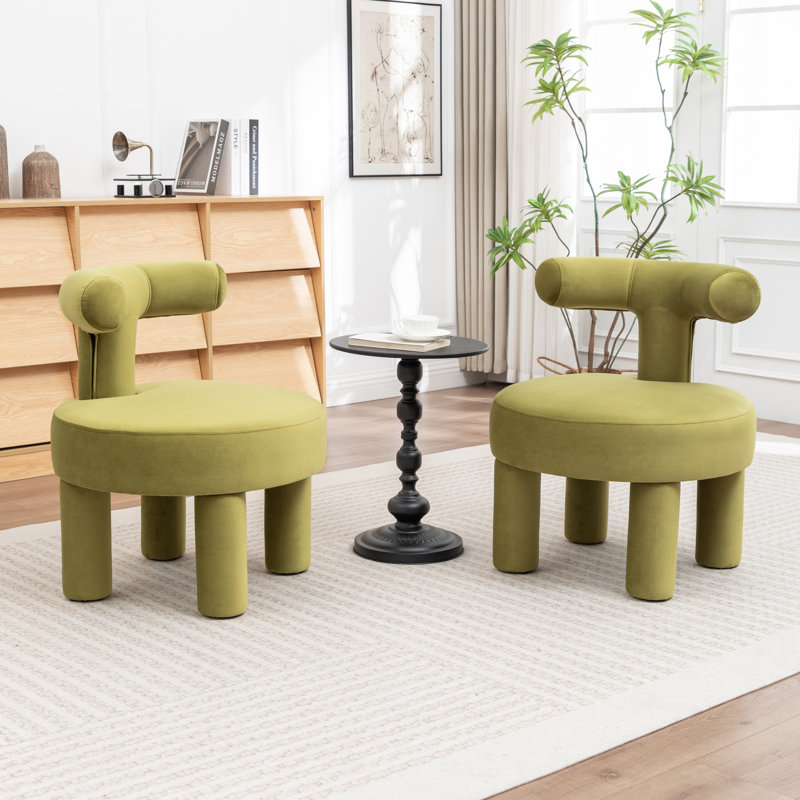 Fauteuil demi-tonneau en velours Bula, Vert, Velours velours