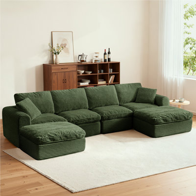 Boneless 137" Cloud Couch for Living Room, Modular Sectional Sofa with Plush U Shaped Big Comfy Upholstered Couches with Deep Seat, Compression, No Assembly Required