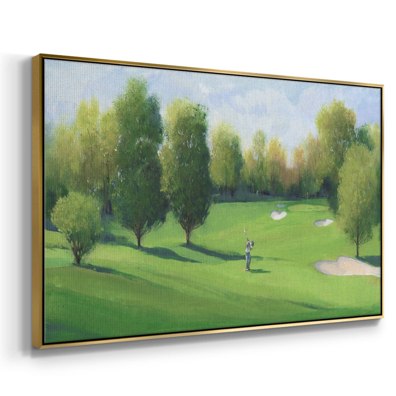 Toile tendue encadrée de qualité supérieure Fairway Shot I - prête à être accrochée, H 17 po x l 25 po x P 2 po, Or