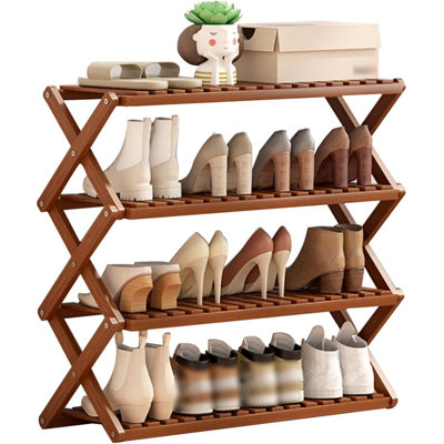 Bamboo Foldable Shoe Shelf with 5 Rows