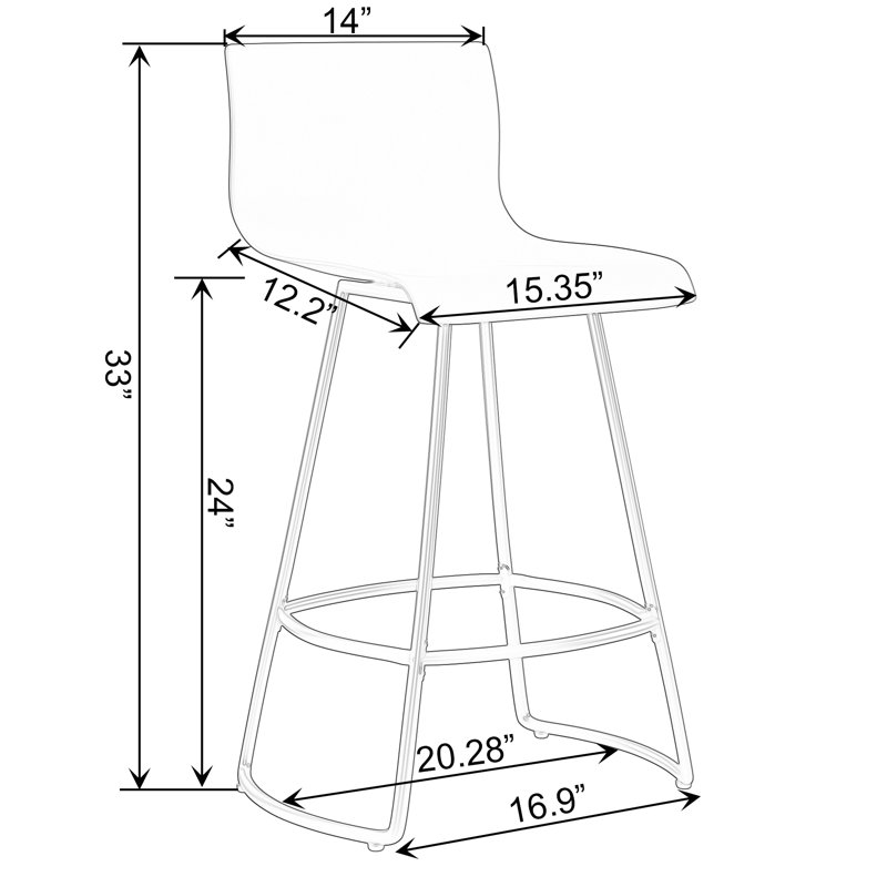 Tabouret de bar et de comptoir Cleek, Blanc, Tabouret de comptoir (siège d’une hauteur de 24