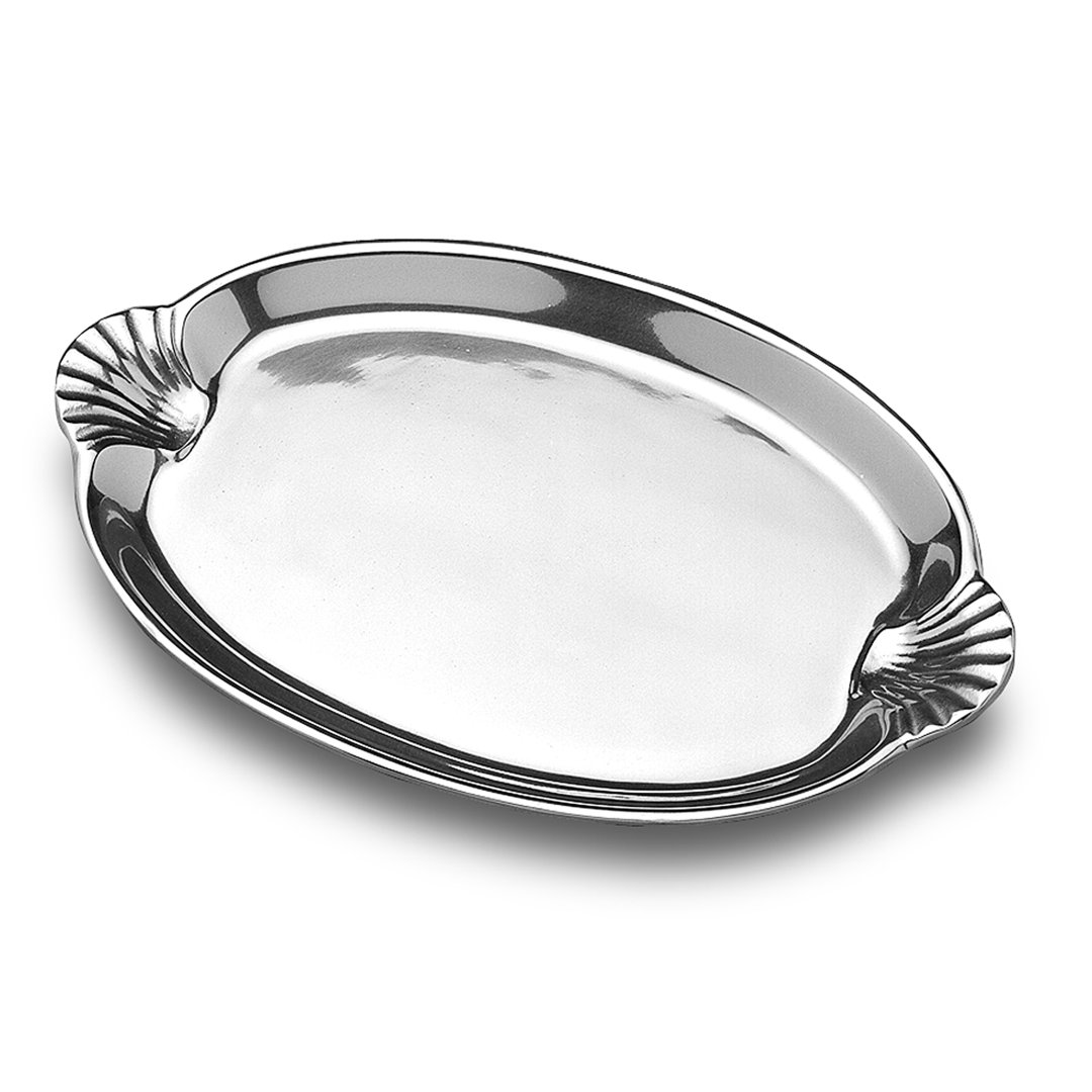 Wilton Armetale Sea Life Scallop Handled Oval Serving Tray, 10.75-Inch-by 16.5-Inch - Wilton Armetale