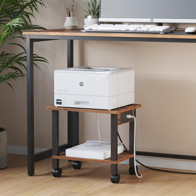 Chariot d'imprimante roulant avec prises de courant et ports USB
