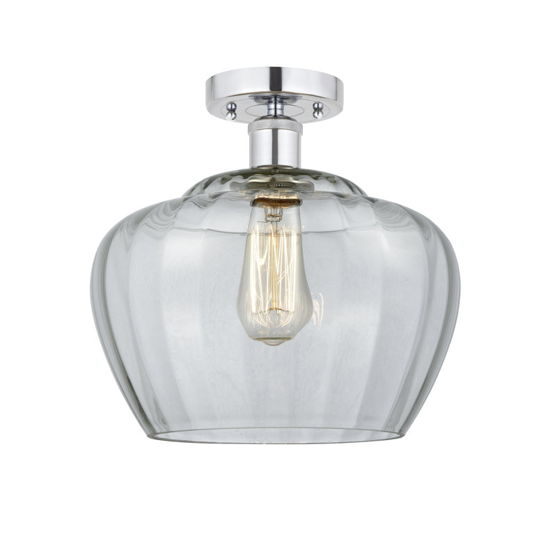 Plafonnier semi-encastré Noille Glass, Transparent, Chrome poli