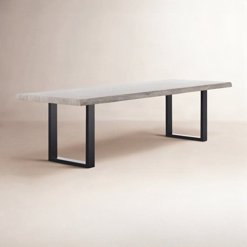 Colin Dining Table, 29.75"H x 92"L x 40"W, Sandblasted Gray, Black