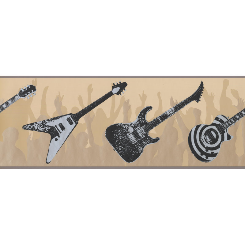 Guitare, gens, danse, bordure murale, Brun/beige
