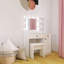 Meuble-lavabo blanc avec lumières et miroir carré rotatif