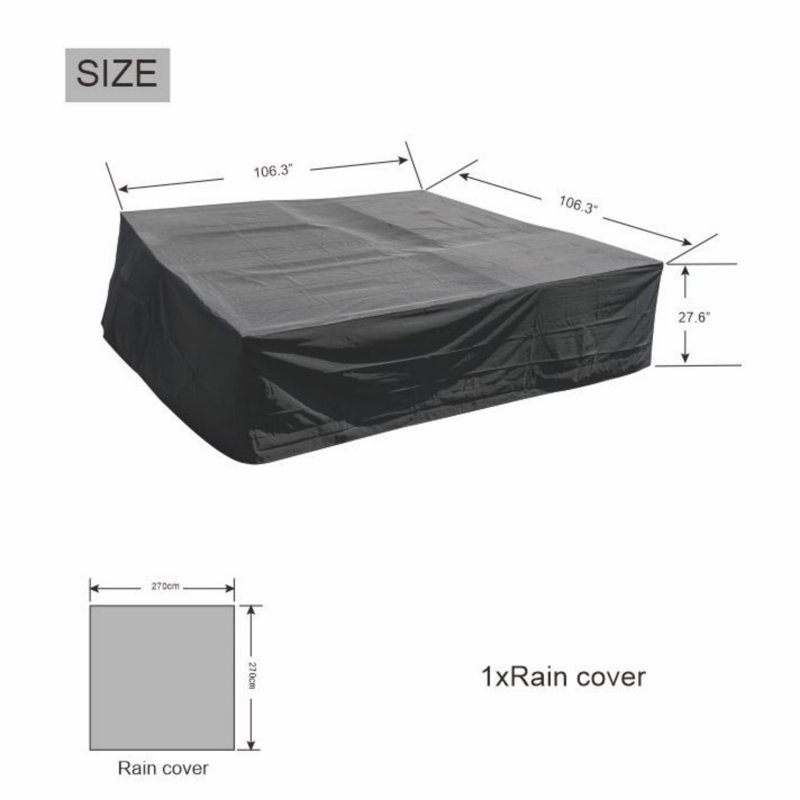 Outdoor Cover, 27.56" H x 106.3" W x 106.3" D, Black