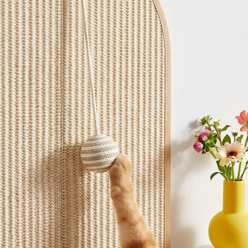 Plastics flowers arrangement Sisal Scratching Mat Heavy Duty Sofa Protector Multifunctional Claw Scratcher Wall Mounted Scratch Pad Furniture Guard Toy For Indoor Purring Companions