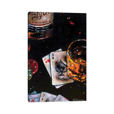 Poker And Whiskey- Gallery-Wrapped Canvas Giclée