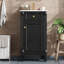 Meuble-lavabo sur pied avec lavabo en céramique, porte à fermeture amortie et tablette réglable, style français, noir-1803860440