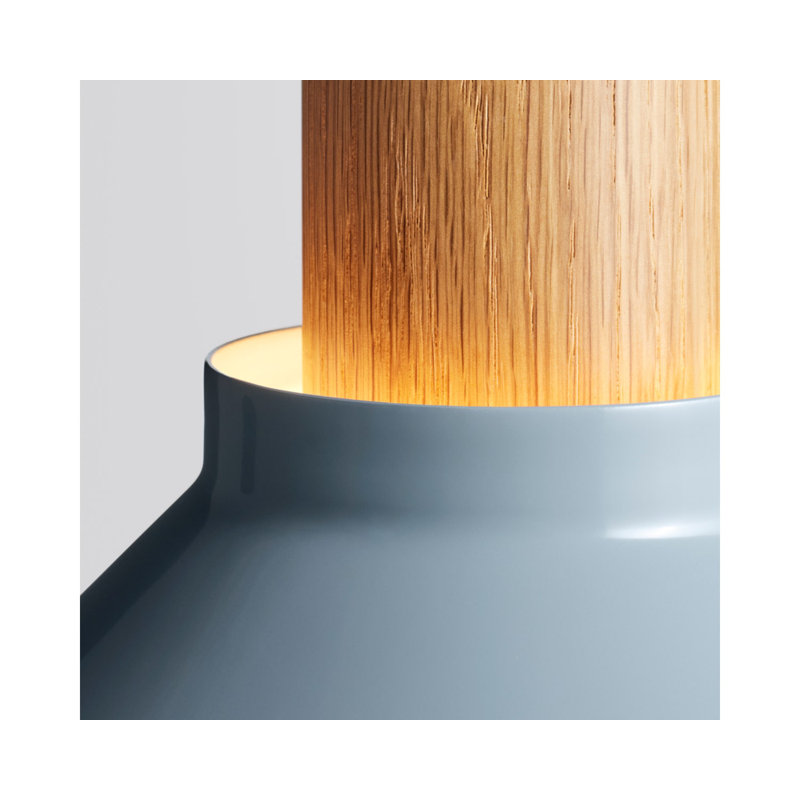 Luminaire suspendu Emblem, H 12 po x l 14 po x P 14 po, Chêne blanc, Bleu gris