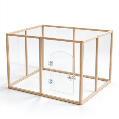 8-Panel Indoor Dog Playpen With Modular Panels And Wood Frame