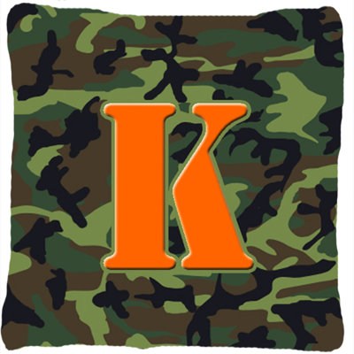 Monogramme initiale Camo intérieur/extérieur Throw Pillow