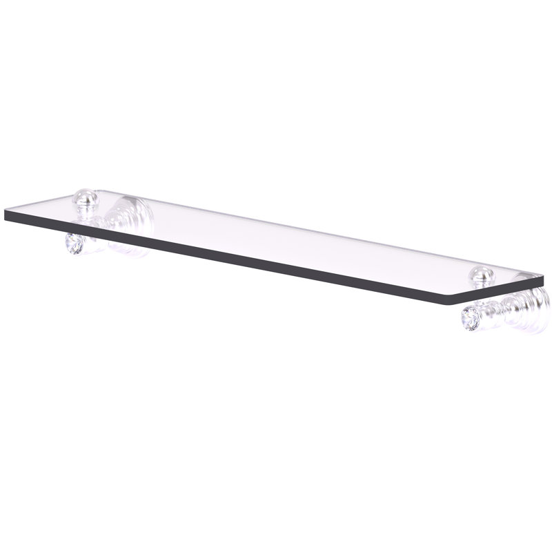 Hertz Glass Bracket Shelf, Satin Chrome, 2.4" H x 22" W x 5.54" D