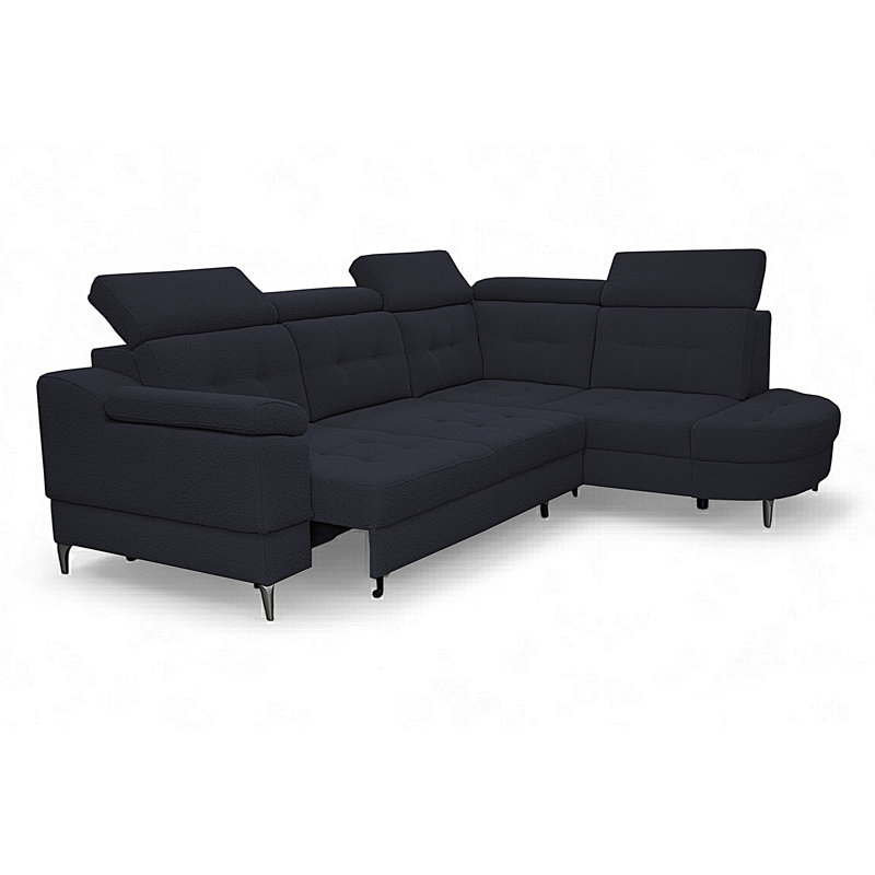 5 Seater Corner Sectional, Black, Right Hand Facing