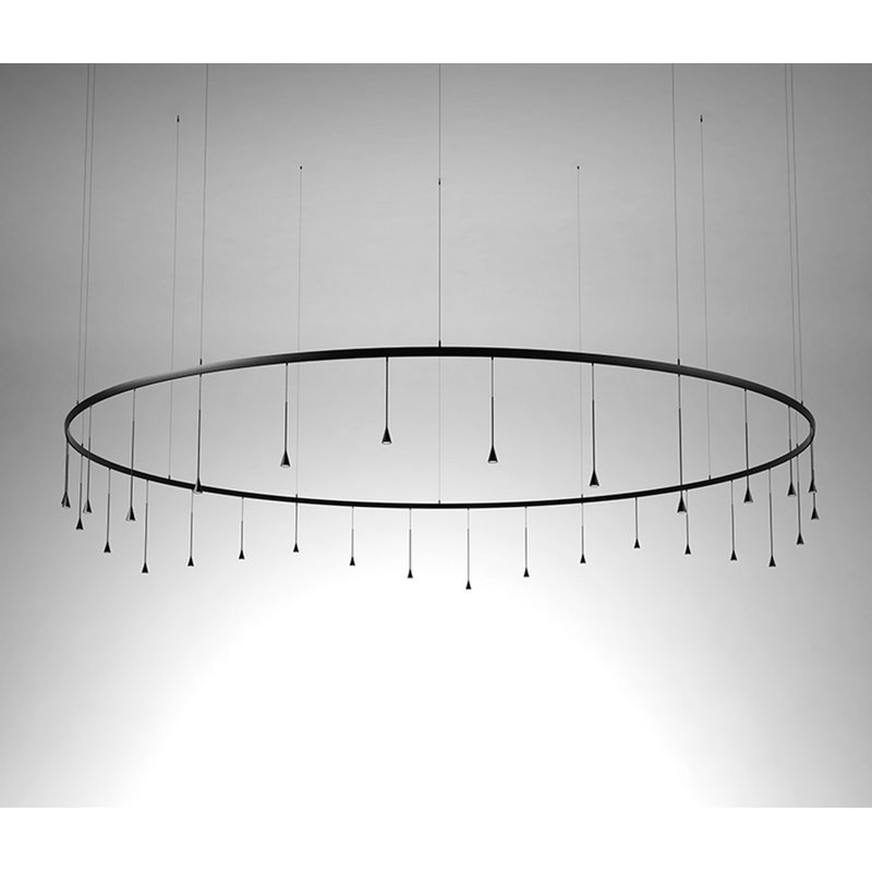 Skybell - Luminaire suspendu circulaire à intensité variable S / 30L / 40 à DEL - 0 / 1-10V / DALI / Luminaire à pousser - Cloche de 45 cm / 55 cm / 65 cm - Noir ébène