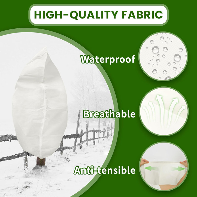 Ensemble de 4 housses de protection contre le gel des plantes et des arbres avec fermeture à glissière et cordon