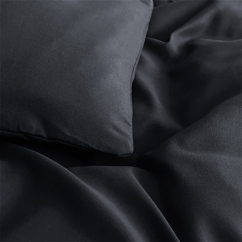 Microfiber No Pattern Duvet Cover Set with Pillowcases, Single Duvet Cover + 2 Standard Pillowcases, Charcoal