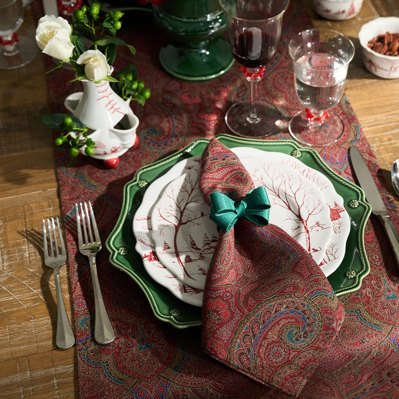 Set of 4 Paisley Napkin Set, Red
