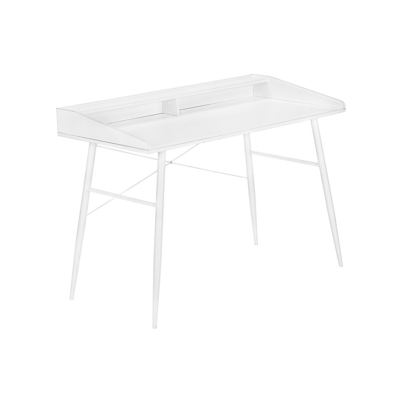 Modern Computer Desk With Hutch, Storage Shelves, And Sturdy Metal Frame For Efficient Home Office Workspaces., White