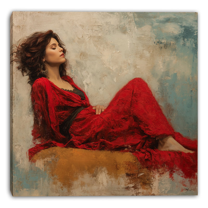 Art mural sur toile tendue Crimson Reverie, H 40 po x l 40 po