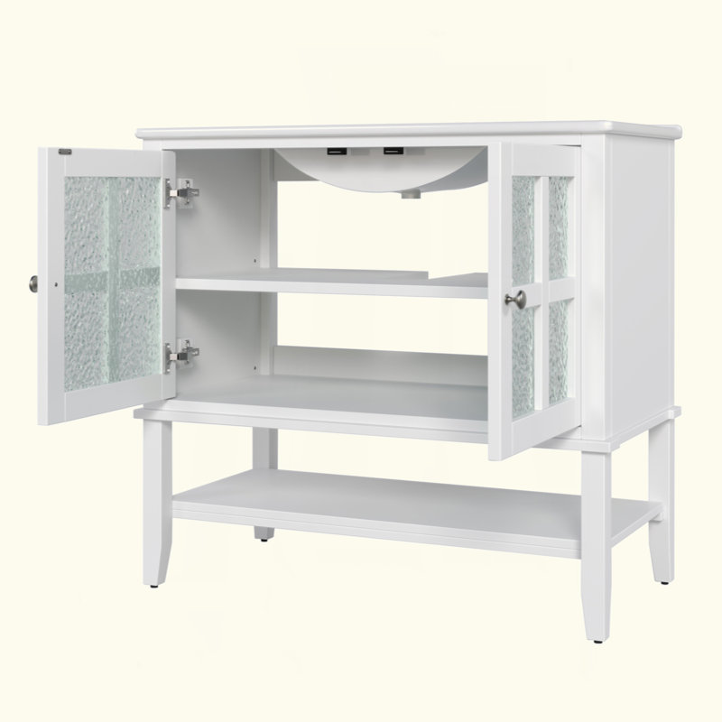 Meuble-lavabo 36 po avec lavabo en céramique, Blanc