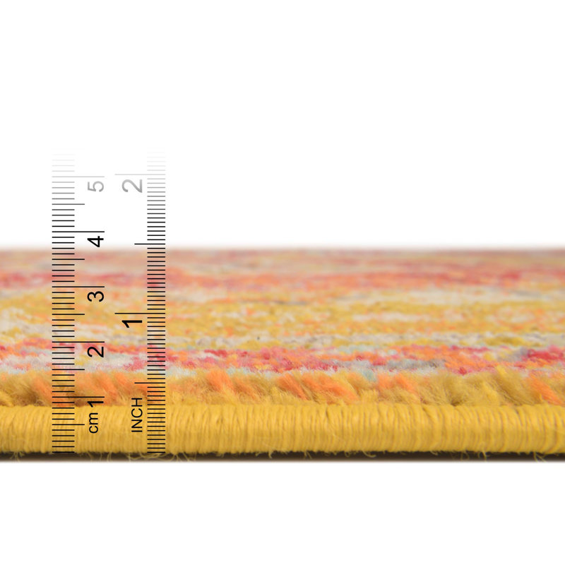 Galyean Indoor Rug, Rectangle 3'1" x 5'3", Gold/Red