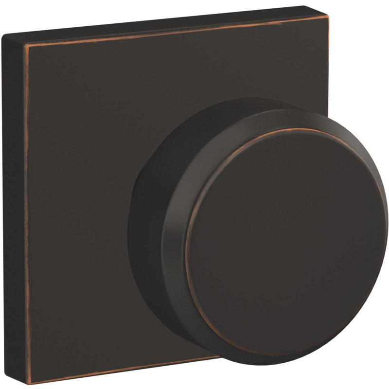 Custom Bowery Hall-Closet and Bed-Bath Knob with Collins Trim, Aged Bronze