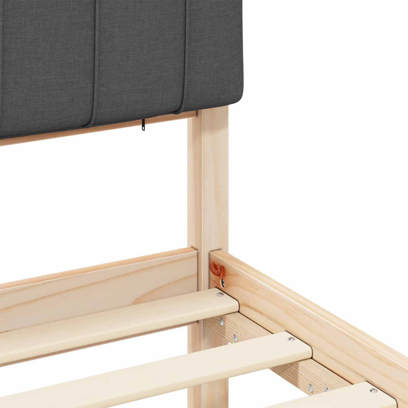 Solid Wood Bed, European Single (90 x 200 cm), Natural/Dark Grey