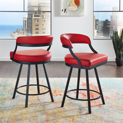 Alisier Swivel Upholstered Faux Leather Counter Stool